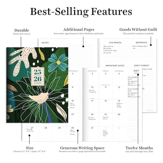 TF Publishing 2025-2026 Vivid Jungle Medium Monthly Planner